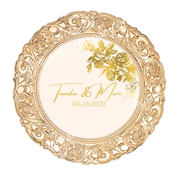 Blush Pink and Gold Foil Menu | Charger Insert | Wedding Reception Decorations - Picture 3 of 5
